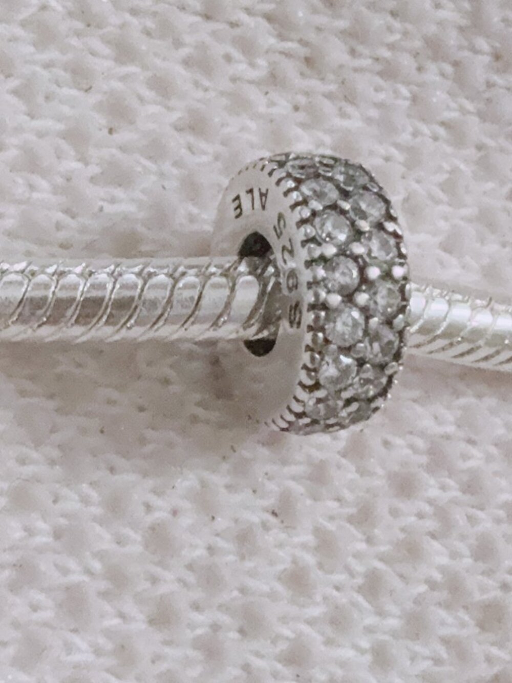 Clear Pave Spacer Bead Charm Silver Charm For Pandora Bracelet
